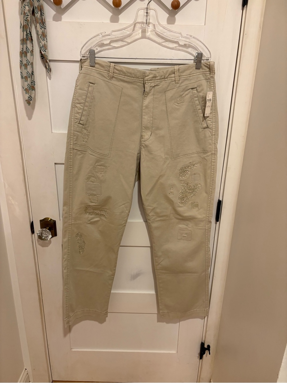 Pilcro Anthropologie Tall Distressed Patchwork Chinos